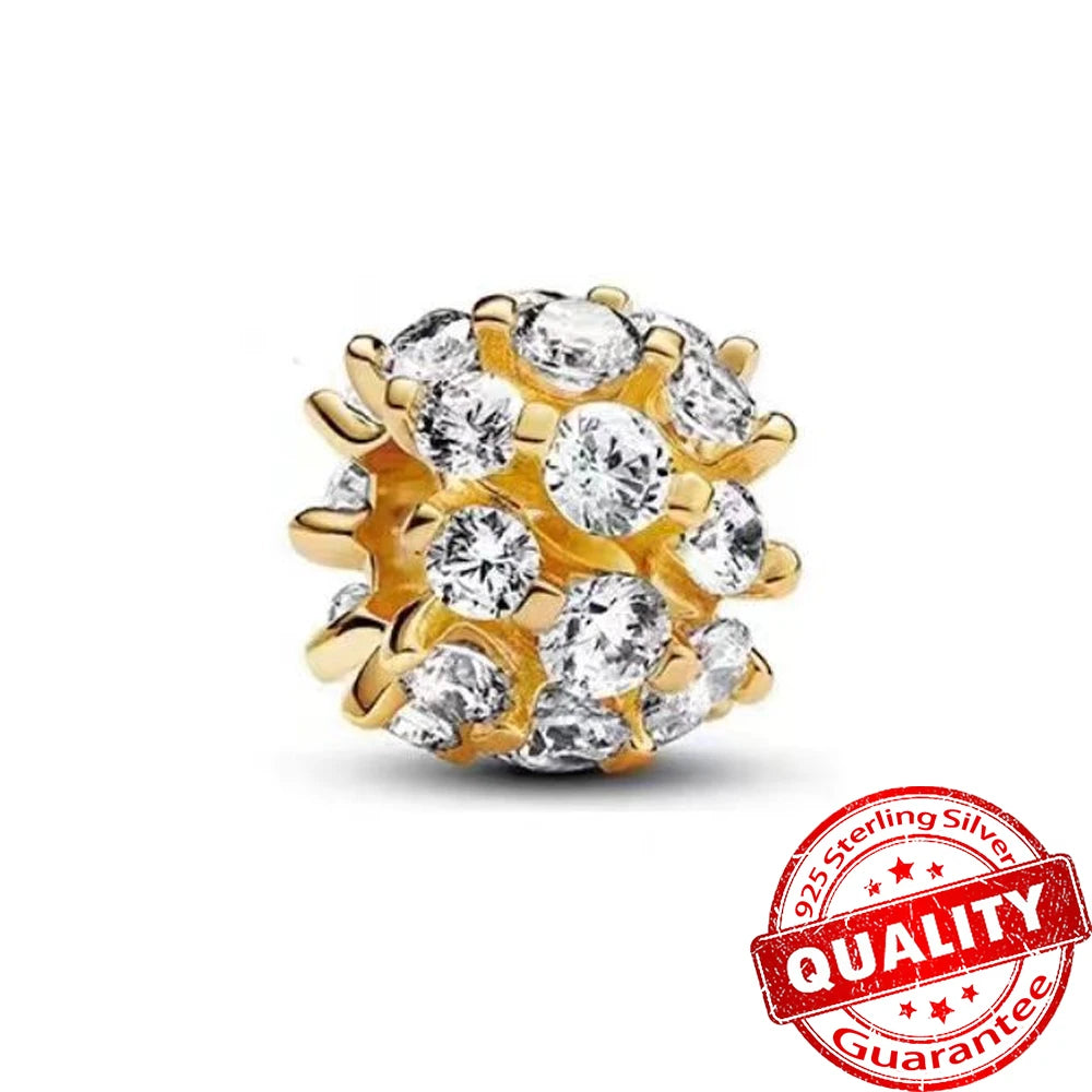 Gorgeous 925 Sterling Silver Stones & Enamel Clip Beads & Seahorse Dangle Charm Fits Bracelet For Women Gold Necklace Pendant