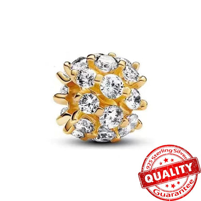 Gorgeous 925 Sterling Silver Stones & Enamel Clip Beads & Seahorse Dangle Charm Fits Bracelet For Women Gold Necklace Pendant