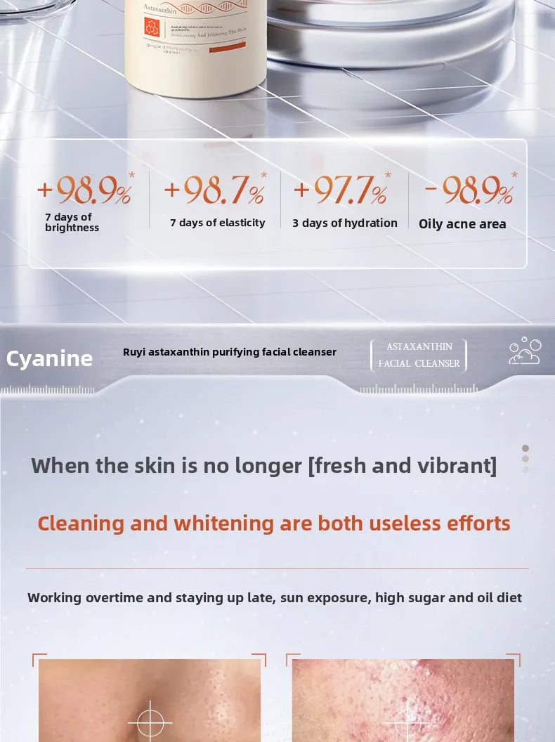 Astaxanthin facial cleanser whitening, oil control, deep cleansing, acne removal, fading marks and pore shrinking facial cleanse