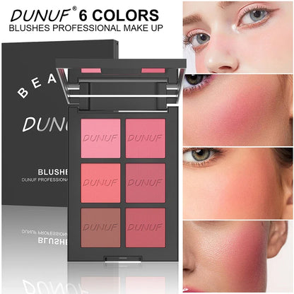 Airflow Powder Blush Palette 6 Color Matte Shimmery Highlighter Bronzer Longwearing High Pigment Waterproof Contour Makeup