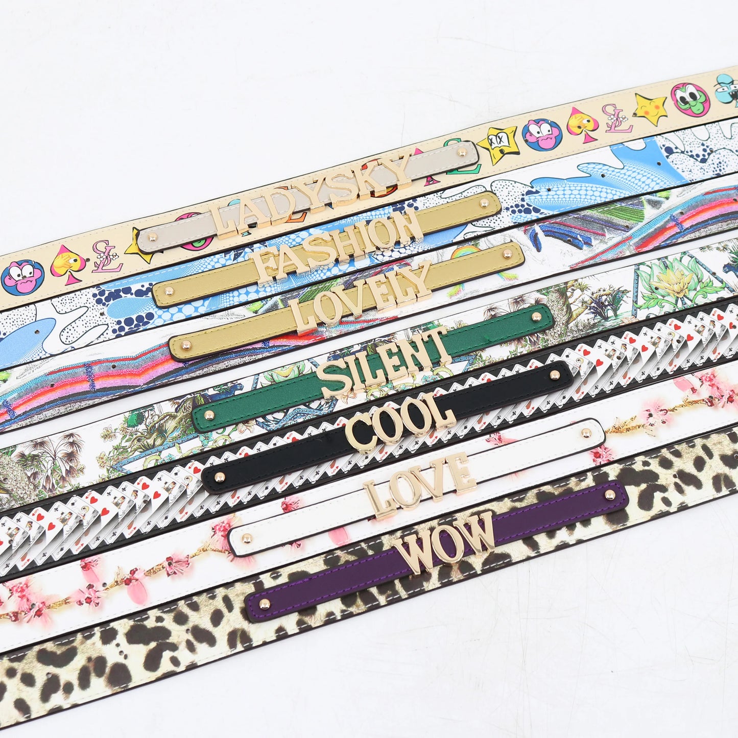 Ladysky Top Product Fashion Women's Tote Bag with Belt Super Personalized Metal Letter Handbag Printed Ladies Shoulder Bag 36 cm