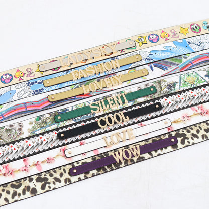 Ladysky Top Product Fashion Women's Tote Bag with Belt Super Personalized Metal Letter Handbag Printed Ladies Shoulder Bag 36 cm