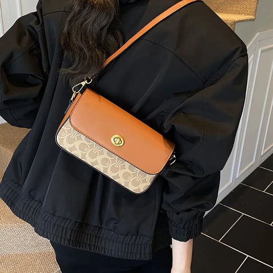 2025 Vintage Coach Style Monogram Leather Messenger Bag for Women, Cambridge Crossbody Purse, Minimalist Designer Bag