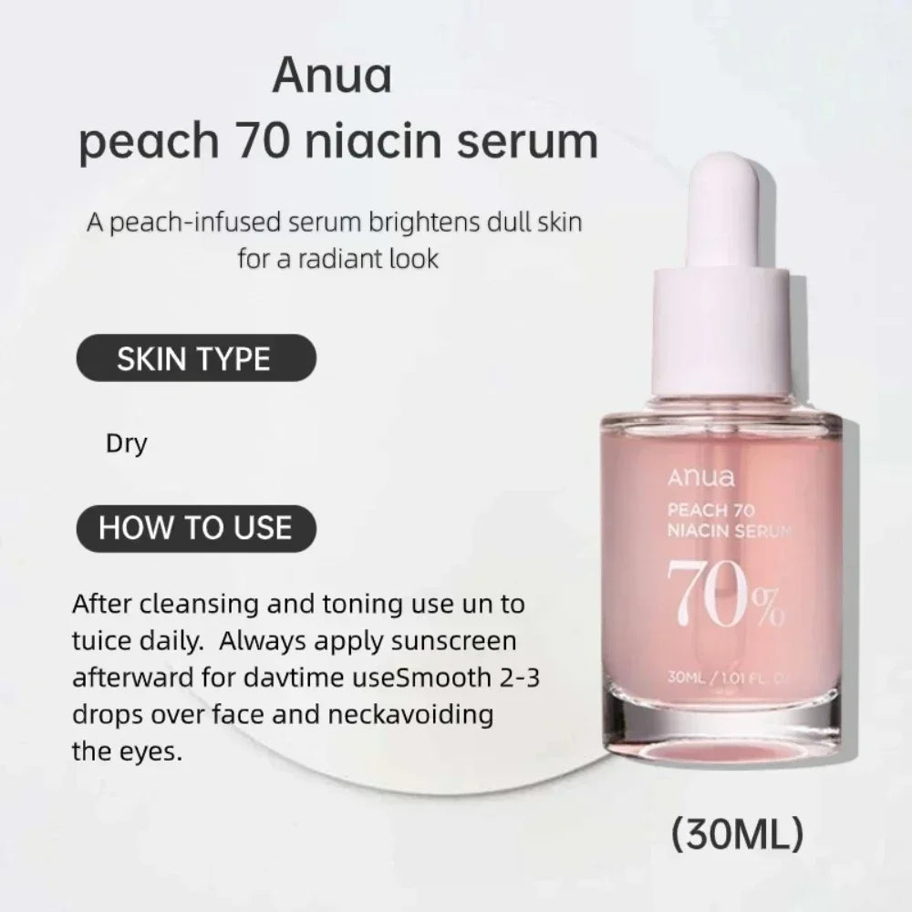 Anua Original Vitamin Whitening Set Peach 70% Niacinamide Serum Dark Spot Serum Vitamin C Blemish Serum ANUA Skincare Products