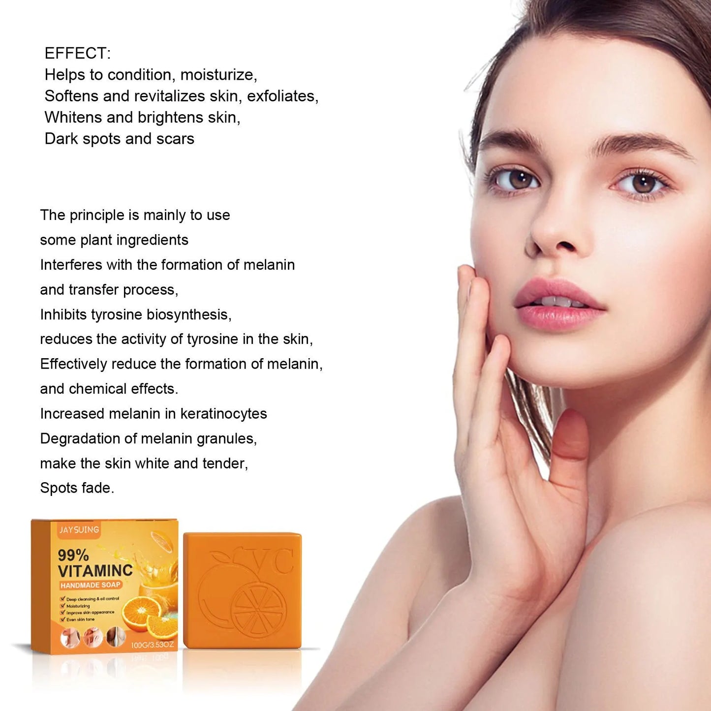 Vitamin C Handmade Soap Body Brightening Oil Control Smooth Soft Skin Moisturizing Exfoliating Anti Mite Facial Cleansing Soap