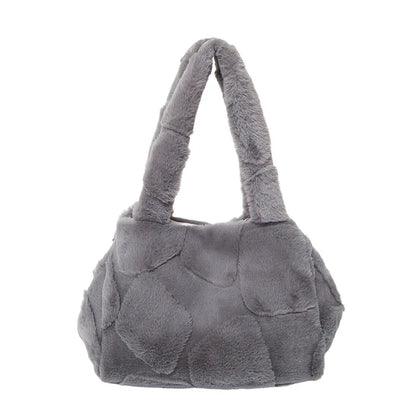 Faux Fur Tote Bag High Quality Plush Handbag Women Fall Winter Vintage Fashion Large Capacity Shoulder Bag