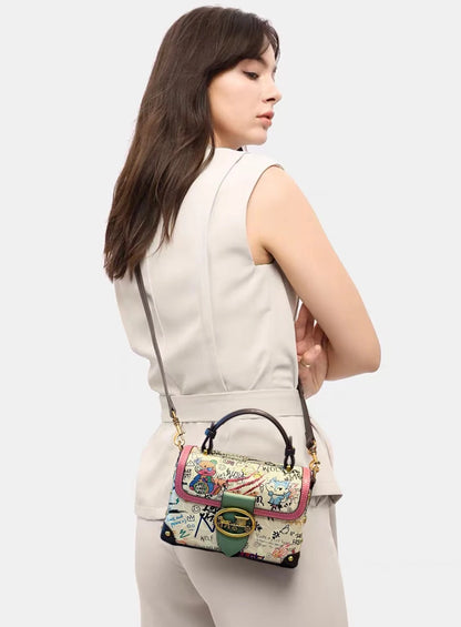 Brand premium women's bag graffiti box small square bag 2024 new autumn and winter designer handbag single shoulder crossbody ba