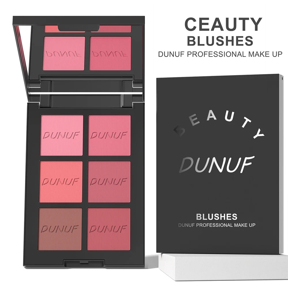 Airflow Powder Blush Palette 6 Color Matte Shimmery Highlighter Bronzer Longwearing High Pigment Waterproof Contour Makeup