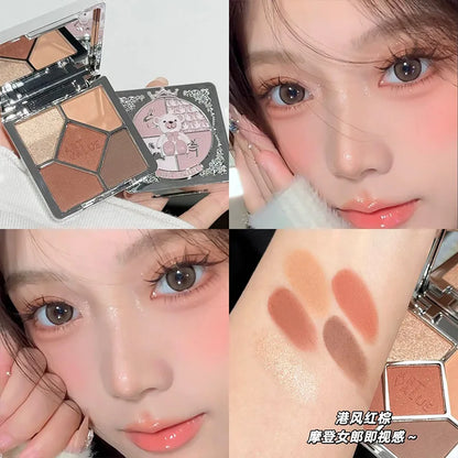 Eyeshadow Palette Blush Highlight Makeup Pearly Highgloss Shimmer Pink Brown Earth Color Fine Sequins Eye Shadow