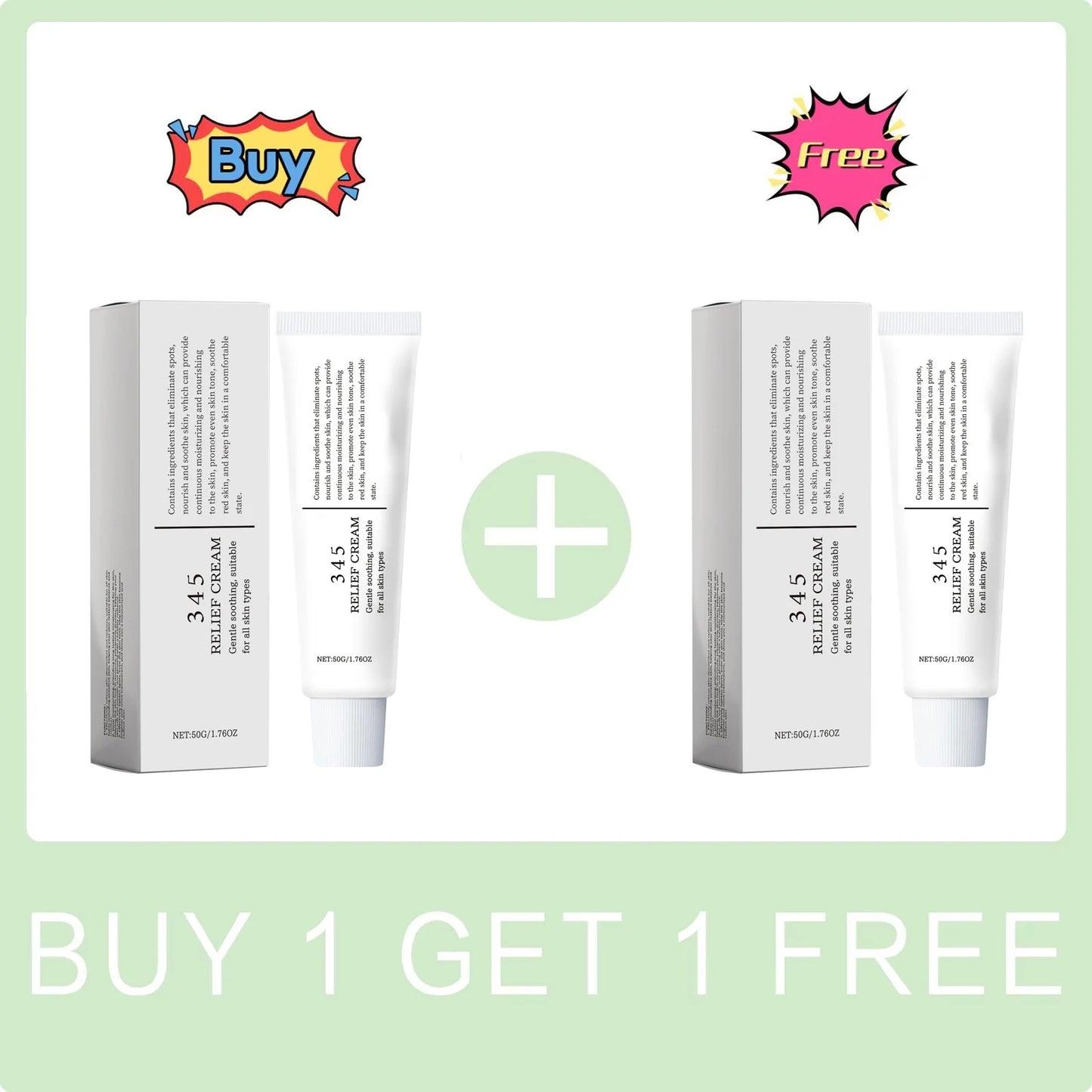 345 Relief Cream Reduce Redness Soothing Care Face Lifting Brightening Even Skin Tone Tone Beauty Moisturizing Smooth Cream 50g