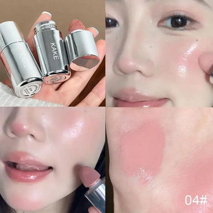 Moisturizing Sponge Head Blusher Liquid Blush Stick Natural Lip Contour Cheek Makeup Matte Milk Pink Brighten Rouge Highlighter