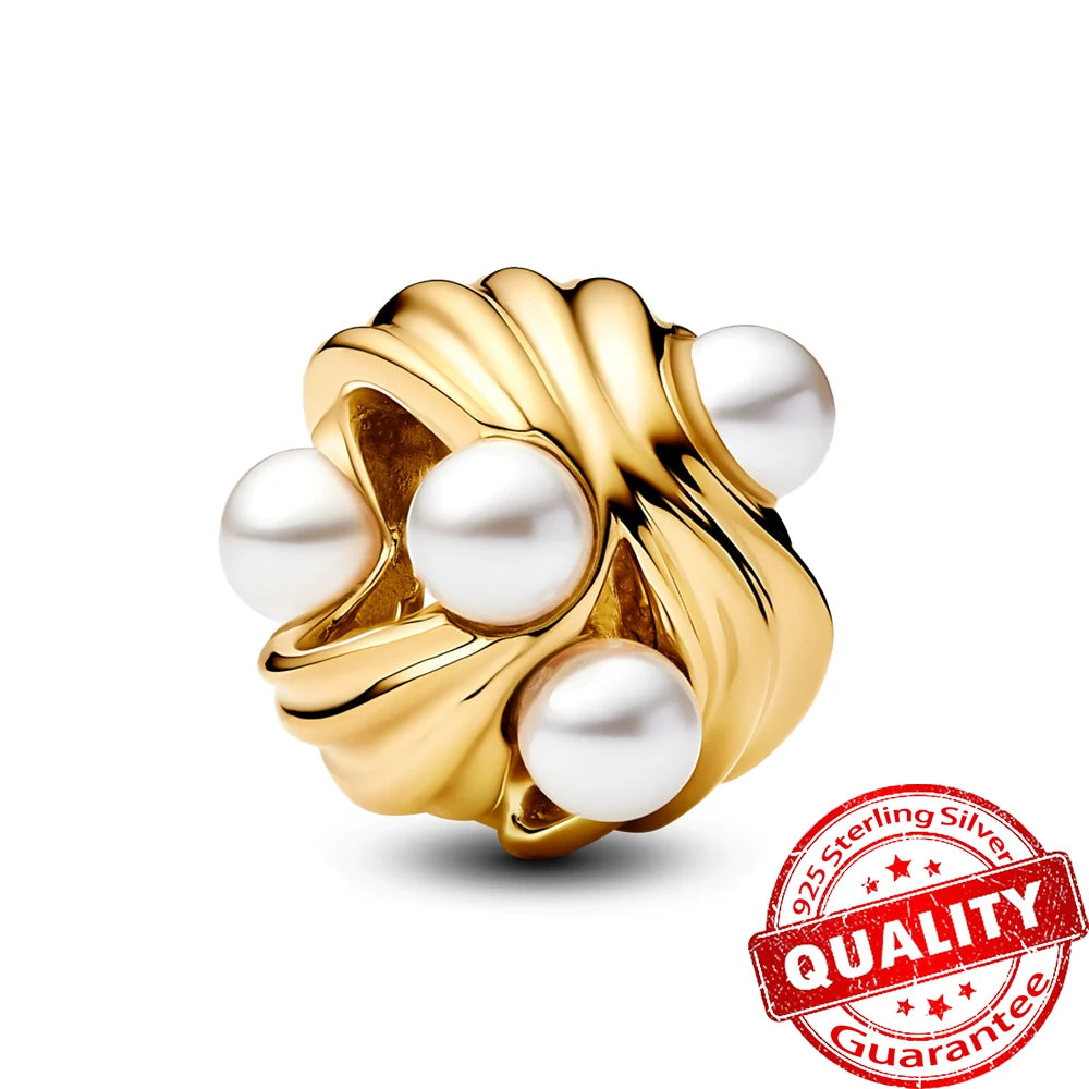 Gorgeous 925 Sterling Silver Stones & Enamel Clip Beads & Seahorse Dangle Charm Fits Bracelet For Women Gold Necklace Pendant