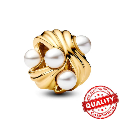 Gorgeous 925 Sterling Silver Stones & Enamel Clip Beads & Seahorse Dangle Charm Fits Bracelet For Women Gold Necklace Pendant