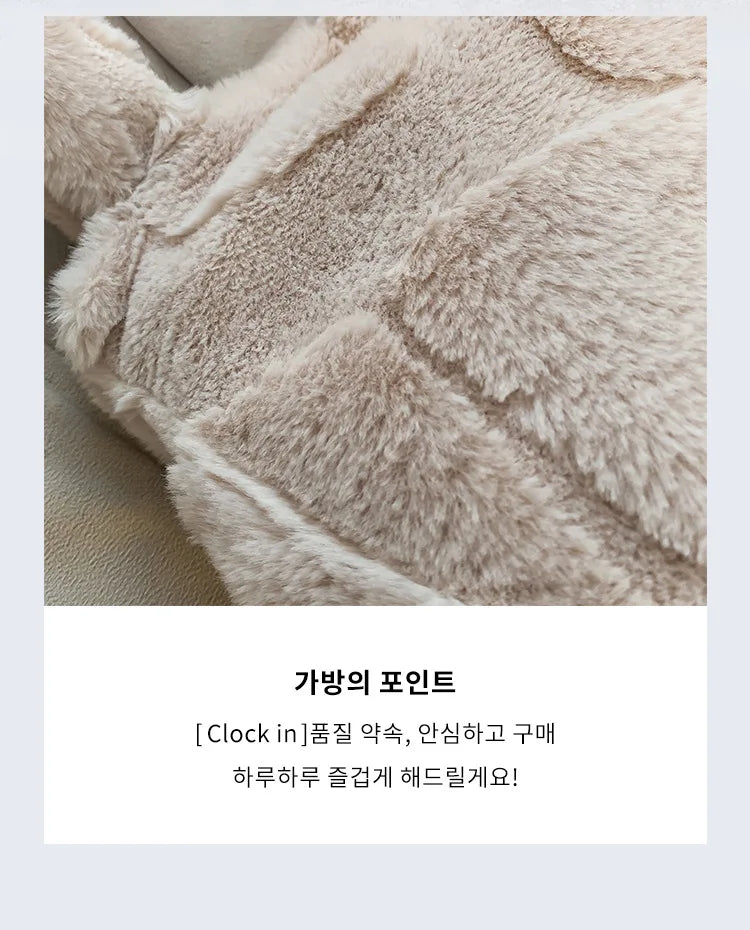 Faux Fur Tote Bag High Quality Plush Handbag Women Fall Winter Vintage Fashion Large Capacity Shoulder Bag