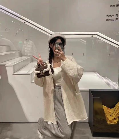 Luxury brand women's bag high-end designer 2024 new autumn and winter plush handbag single shoulder crossbody small square bag