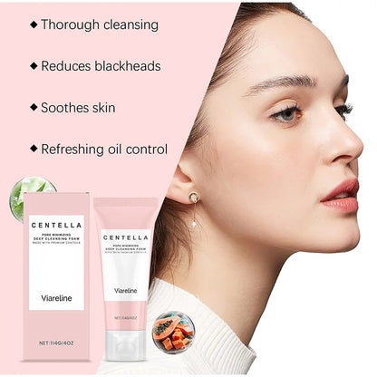 1/2/3/5 Pcs Centella Pore Minimizing Deep Cleansing Foam,Facial Skin Cleanser Moisturizing Soothing,Remove Pore-Clogging Debris