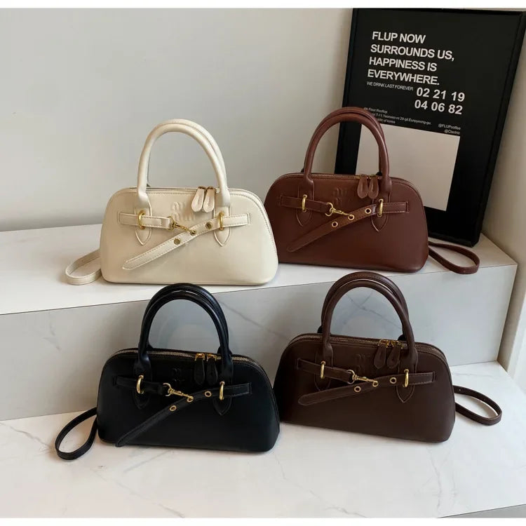 Fashionable Retro Shell Handbag Women's Crossbody Bag Versatile Autumn Winter Handbag Single Shoulder Bag with Zipper Closure