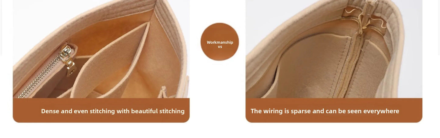 Purse Organizer insert for Handbags Base Shaper 3pc Set city33 Felt Organizer Insert Large Tote Bag Organizer with Zipper