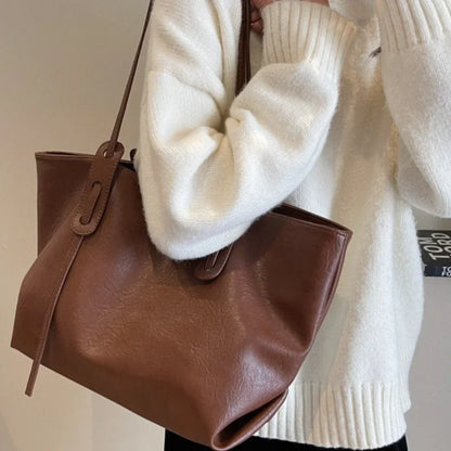 Large Capacity Women's Tote Bag 2023 Winter Fashion Trend Leather Shoulder Bags Office Handbag