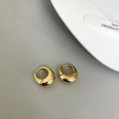 LATS Punk Oval Hoop Earrings Metallic Geometric Ear Buckle Minimalist Style U-shaped Ear Buckle Daily Life Earring Accessories
