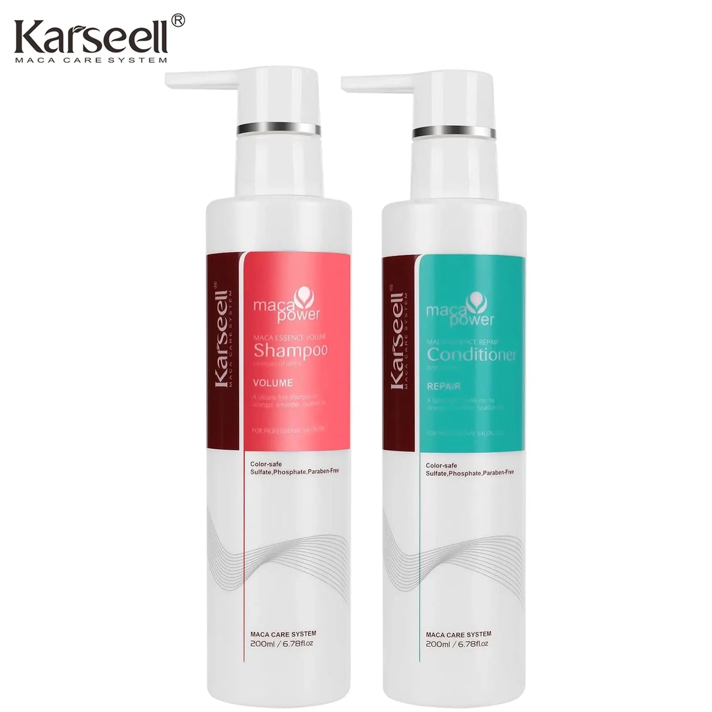 Original Karseell Volume Shampoo and Conditioner Argan Oil Moisturizing Smooth Leave in Cream Curl Defining Cream Hair Care Set