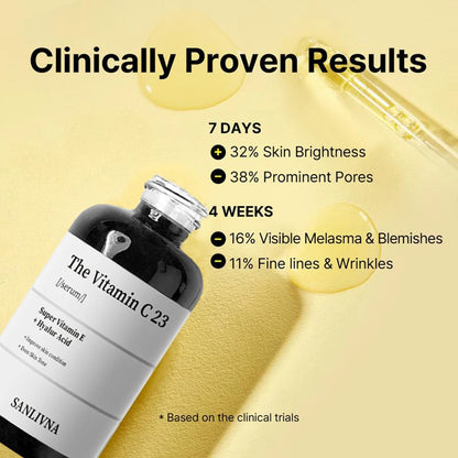 Pure Vitamin C 23% Serum with Vitamin E and Hyaluronic Acid, Brightening and Moisturizing Face Serum, Improves Skin Tone 20g