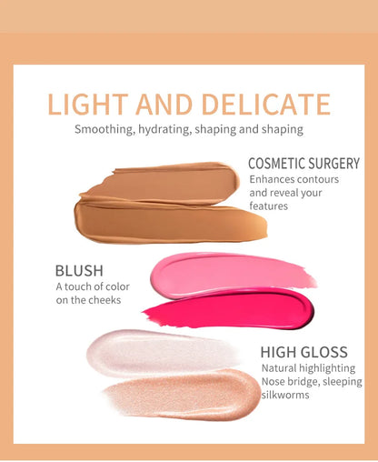 VIBELY High-gloss Concealer and Contouring Stick, brightening, three-dimensional, slimming face, Shadow Blush, multi-functional