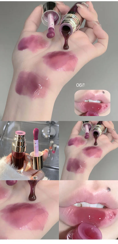 Moisturizing Glass Lip Oil Purple Jelly Violet Transparent Plumper Lip Gloss Makeup Nutritious Liquid Lipstick Brush Lip Care