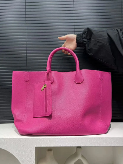 Ladies' fashionable vegan leather oversized handbag with large capacity, simple and versatile shopping bag