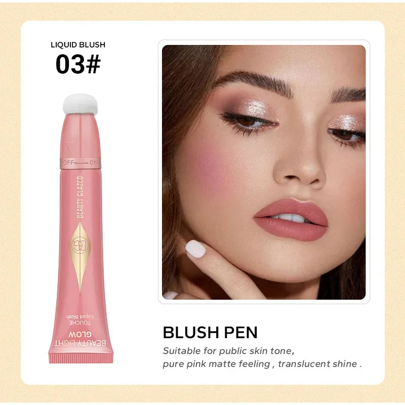 Liquid Blush Highlighter Pen Pearl Fine Shine Matte Naturally Brighten Multi-use Cheek Eye Tint Peach Blush Makeup korean blush